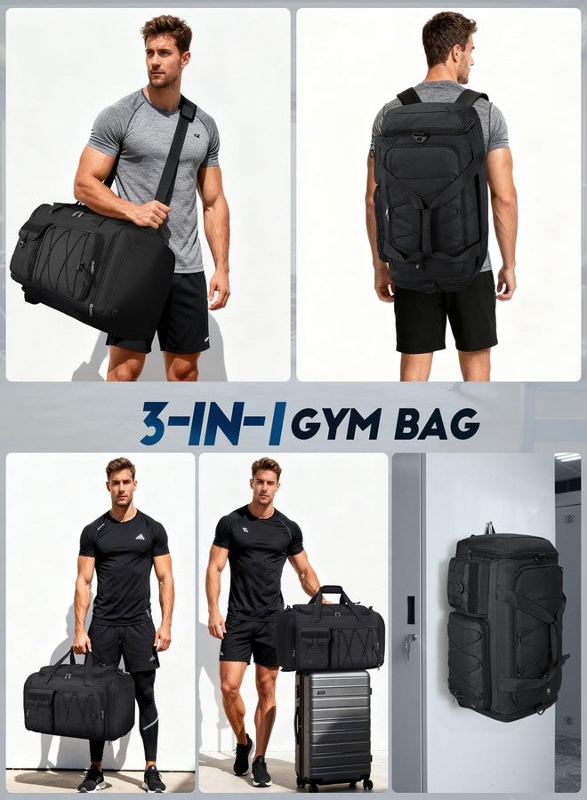 SDYSM Gym Bag for Men 45L Sports Duffel Bags 3-in-1 Travel Duffel Bag with Shoe Compartment, Gym Workout Backpack Carry On Weekender Bag Overnight Bag for Travel, Black - Image 2